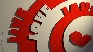 Live Laugh Love Greeting Card Template Footage. Turning circles with words. Heart icon pulse beat