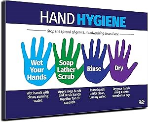 ZOCO – Hand Hygiene Posters (20-Pack) – Laminated 12x18 – Handwashing Chart for Kids & Adults – School, Workplace, Clinic, Nurse Office Decor