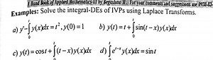 Examples: Solve the integral-DEs of IVPs using Laplace Transfor... | Filo