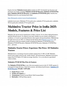 Mahindra Tractor Price in India 2025_ Models, Features & Price List - SlideServe