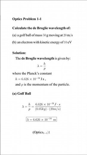 Optics Problem 1-1 (Pedrotti 3rd) de Broglie Wavelength
