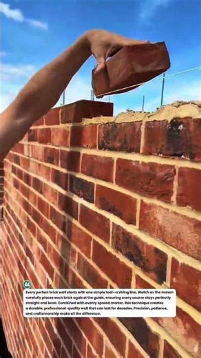 Perfect Brick Wall Alignment! #Bricklaying #Masonry #Construction