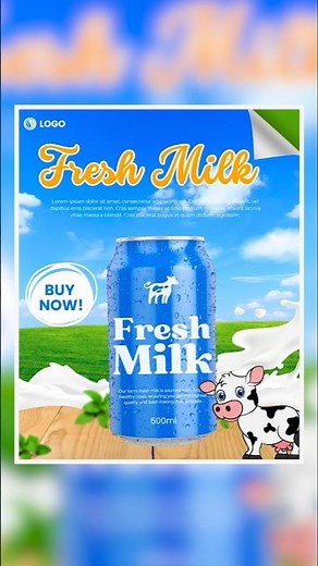 33/100 Days Design challenge, Fresh Milk Poster Design in Canva #canvadesign #ytshorts