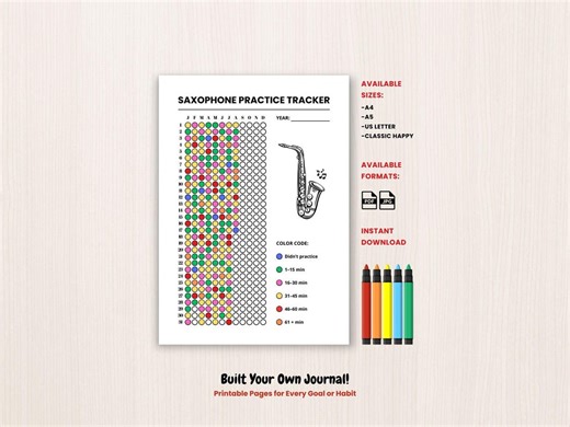 Saxophone Practice Tracker Printable Music Journal, Band Student Log, Instrument Progress Template, Jazz Rehearsal Sheet, Sax Lesson Planner - Etsy Canada