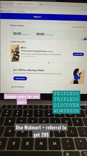 Walmart new user promo codes | Walmart plus referral bonus | link in description #youtubeshorts