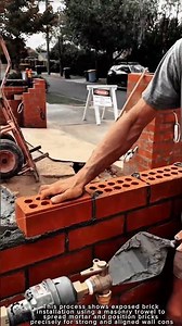 Exposed Brick Installation Work Tool Using Masonry Trowel #worktool
