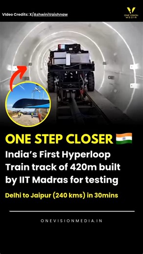 Onevision Media on Instagram: "India is planning a 50km hyperloop corridor for commercial transport, following IIT Madras's development of a 422m test track with Indian Railways' support. This project could become the world's longest hyperloop track, enabling travel speeds up to 1,200 kmph. Follow [@onevisionmedia.in ] to stay informed and updated❗ . #onevisionmedia #onevision #india #trending #iit #madras #speed #hyperloop #delhi #jaipur"