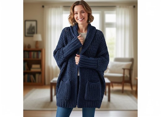 Oversized Crochet Cardigan Pattern | Beginner Easy Cardigan PDF | Cozy Long Crochet Sweater | Women Chunky Cardigan - Etsy