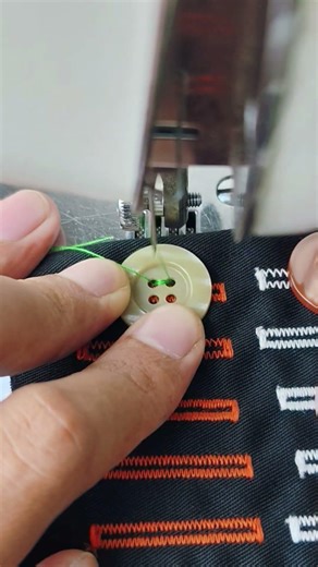 Sewing button using a sewing machine #sewingtechnique