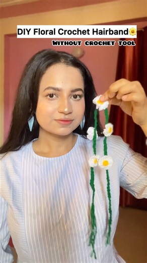 Viral Crochet Hairband without tool😱 #crochethairband #crochet #diy#trending #viral#hairband#short