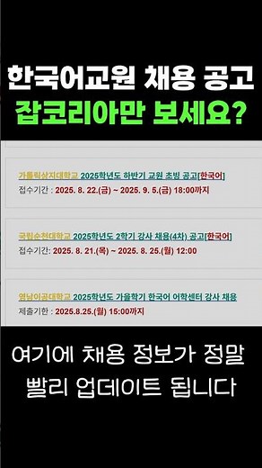 한국어교사 채용공고, 여기서 확인하세요 (사람인 아님)