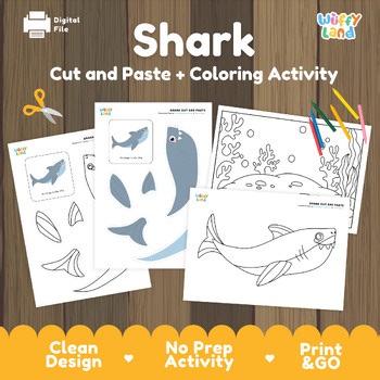 Shark Craft Cut and Paste & Coloring Pages | Ocean Animal Under the Sea Activity