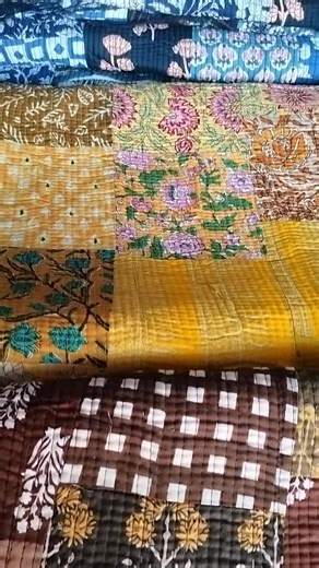 Vibrant Patchwork Kantha Quilt Fabric by the Yard - Indian Handmade Quilted Cotton Textile for Crafting,dressmaking Material - Etsy