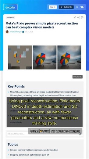 🧐👉 Why Meta's Simple Pixio Model Outperforms Complex AI Vision Giants #QixNewsAI