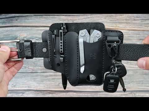 EDC Leather belt pouch, Leatherman surge sheath, EDC belt organizer Multitool EDC tool handmade USA