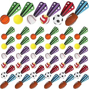 36 Pcs Mini Foam Sports Ball Rocket Launcher favors Fun Flying Baseball Soccer Football Basketball Tennis Volleyball Foam Rocket for Basket Stuffers Gifts Party Favor