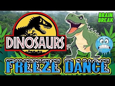 DINOSAURS FREEZE DANCE | EXERCISE BRAIN BREAK FOR KIDS | JURASSIC WORLD PARK | JUST DANCE