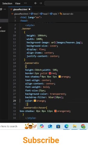 Glassmorphism CSS Effect | Frosted Glass UI Design #shorts