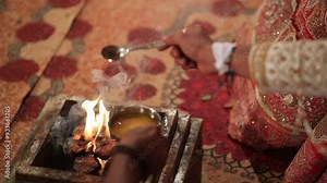 Authentic Indian Hindu Wedding Rituals Captured: Sacred Fire Ceremony Moments in a Traditional Indian Wedding