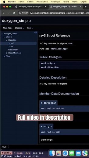 Clip: CMake C++ Doxygen Docs #cmake #doxygen #cpp #cplusplus #code #neovim #html #pc #fr