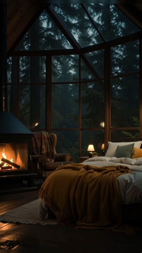 Cozy Bedroom Ambiance 🌧️⛈️ Heavy Rain, Thunder & Fireplace Sounds for Sleep