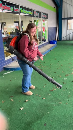 Autumn’s job really blows today 🤣 She’s way more than just an office lady! @Autumn Machuca #leafblower #fyp #officecleaning | Clean Heating and Air & Clean Crawlspace