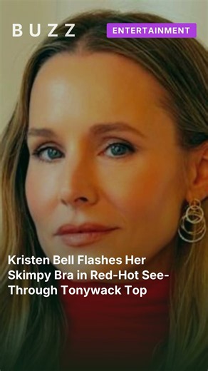 Kristen Bell Flashes Her Skimpy Bra in Red-Hot See-Through Tonywack Top #shorts