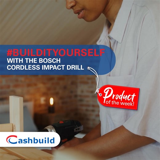 The Bosch Cordless Impact Drill is just the right tool to make your DIY projects so much easier. Equipped with a rechargeable battery, the battery cell protection design ensures you can tackle those projects without hesitation. Visit Cashbuild online or instore to shop the Bosch Cordless Impact drill and accessories. #ProductOfTheWeek #Cashbuild #HomePride​ *Product availability varies from store to store | Cashbuild