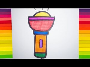 Como dibujar una linterna fácil/ How to draw a flashlight/