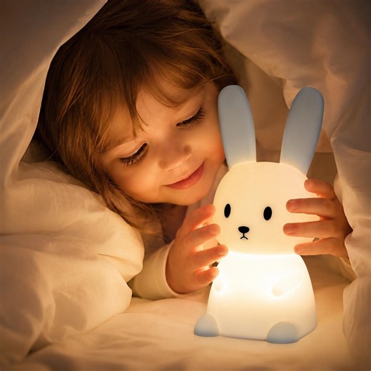 Rabbit Night Light LED Rechargeable | Silicone Baby & Kids Lamp, Touch Sensor 7 Colors, Nursery Decor - Etsy