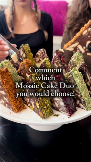 Comment which Mosaic Cake Duo you would choose! #mosaiccakes #mosaiccake #cakes #fyp #trend