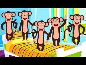 Five Little Monkeys Jumping on the Bed, Nursery Rhymes Song with Lyrics, Preschool Songs, Cartoon