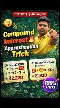 Compound Interest 🔥 Approximation Trick | SSC PYQ by Abhinay Sir | 100% Sure Method 😱