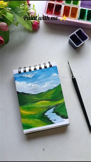 Easy landscape painting ✨🌿#ytshorts#shorts