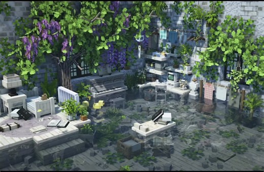 Minecraft Flooded Room Build with Garden Breeze Mod and Yuushya Townscape Mod