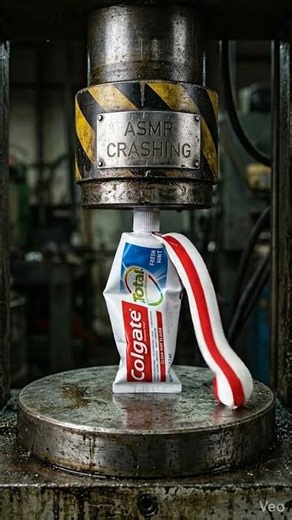 Satisfying Toothpaste Crush Hydraulic Press #crushing #asmr