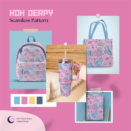K-POP Demon Hunter Saja Derpy Tiger Seamless Pattern Digital Download Pastel Girly Hand Drawn Design 300 DPI Commercial Designs - Etsy Canada