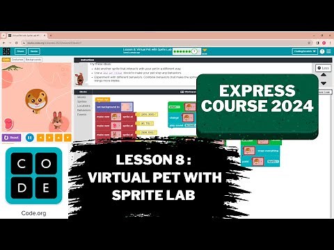 Code.org Lesson 8 Virtual Pet with Sprite Lab | Express Course 2024 | Code.org Answer