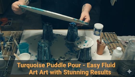 Turquoise Puddle Pour – Easy Fluid Art with Stunning Results