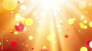 stunning 4K 3D animation features luminous light effects red yellow particles gracefully floating inliquid environment sparkling vibrant rays againstbright background filled glittering complemented