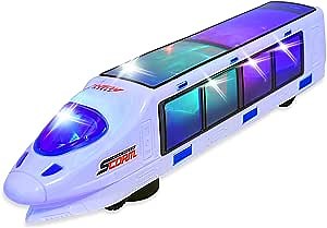 WolVolk Beautiful 3D Lightning Electric Bullet Train - Boys 4-7, Changes Directions on Contact