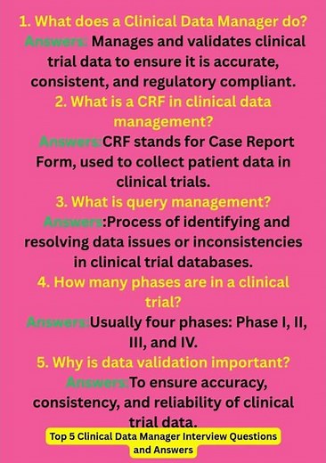 Top 5 Clinical Data Manager Interview Questions and Answers