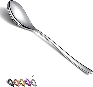 Dinner Spoons 6 Piece, 8.1'' Stainless Steel Tablespoons, Soup Spoons, Dessert Spoons, Spoons Silverware for Home, Kitchen or Restauran,Dishwasher Safe (Silver)