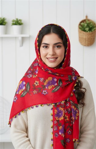 Handmade Turkish Cotton Head Scarf With Beaded Crochet Lace, Floral Print Bandana, Boho Chic Head Wrap for Women - Etsy