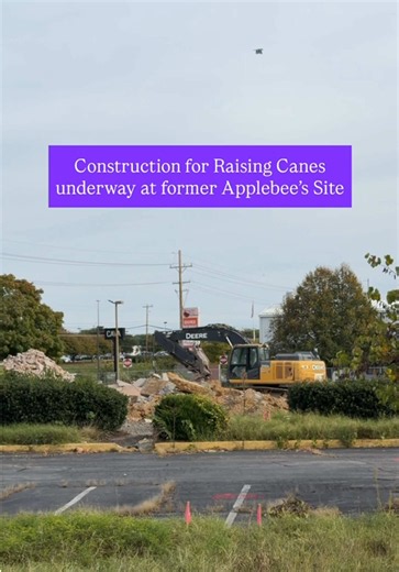 it's finally happening 😮 Demolition of the former Applebee's restaurant at 5613 Spectrum Drive, near the Francis Scott Key Mall in Frederick, appears to be nearly complete, marking another step toward the arrival of Frederick's first Raising Cane's. • The Applebee's location permanently closed on December 29, clearing the way for the redevelopment of the property. • Back in September 2025, we let you know that site plans confirmed that the former Applebee's building would be demolished to make 