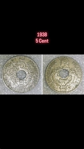 1938 French-Indochina 5 Cent #coin#collection#Frenchindochina#currencies #history#reels#viral#viral