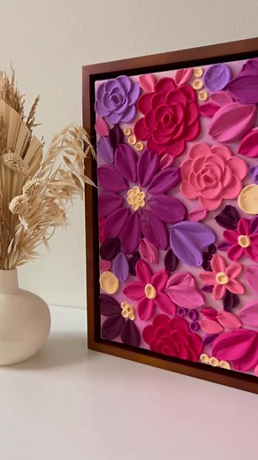 This commission was so fun to make 🤗 Can’t wait to send it off to it’s new home this week 💜 #textureart #texturedacrylicpainting #artforyourhome #artforsale #florals #flowerpainting #handmade #impasto #commission