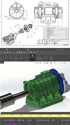 From blueprint to 3D motion — the making of a Motor Vibrator in CAD! #Engineering #CAD #solidworks