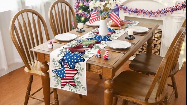 Amazon.com: Siilues 4th of July Table Runner, Memorial Day Deocr Patriotic Table Runner Independence Day Table Decorations (13'' x 60'', Star) : Home & Kitchen