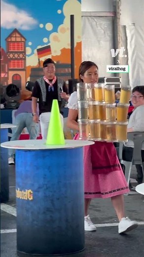 Oktoberfest stein carrying contest 😲